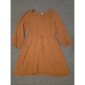 Old Navy Dress Brown‎ Long Sleeve Casual Drawstring Waist V Neck Medium